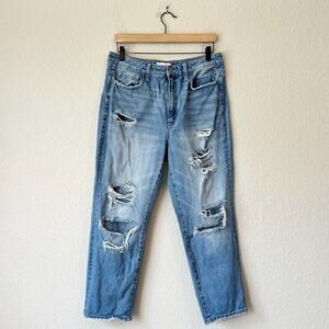VERVET 'Youth' Jeans Blue Super High Rise Distressed Crop Straight
